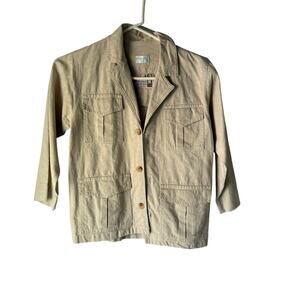 Klondike Outfitters B.you Khaki Utility Jacket S 4-Pocket Workwear Israel Linen
